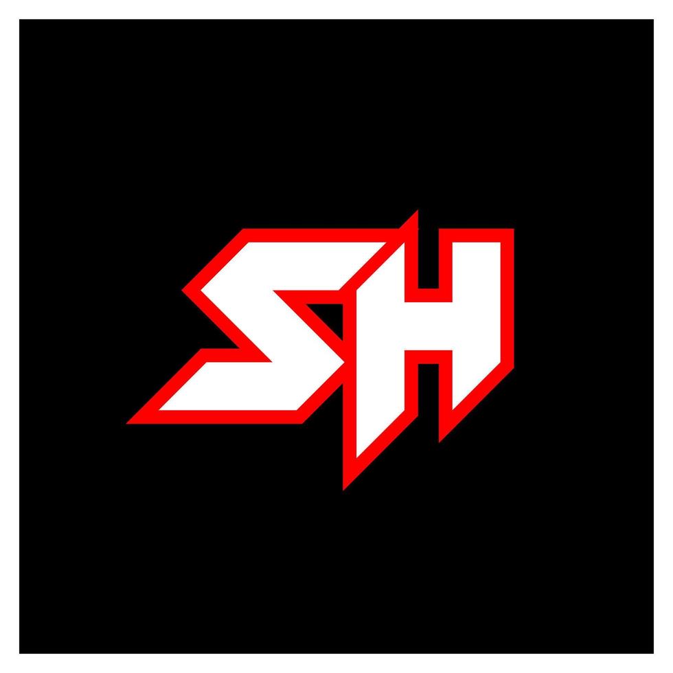 création de logo sh, conception de lettre sh initiale avec style science-fiction. logo sh pour le jeu, l'esport, la technologie, le numérique, la communauté ou l'entreprise. police de l'alphabet italique moderne sh sport. polices de style urbain de typographie. vecteur