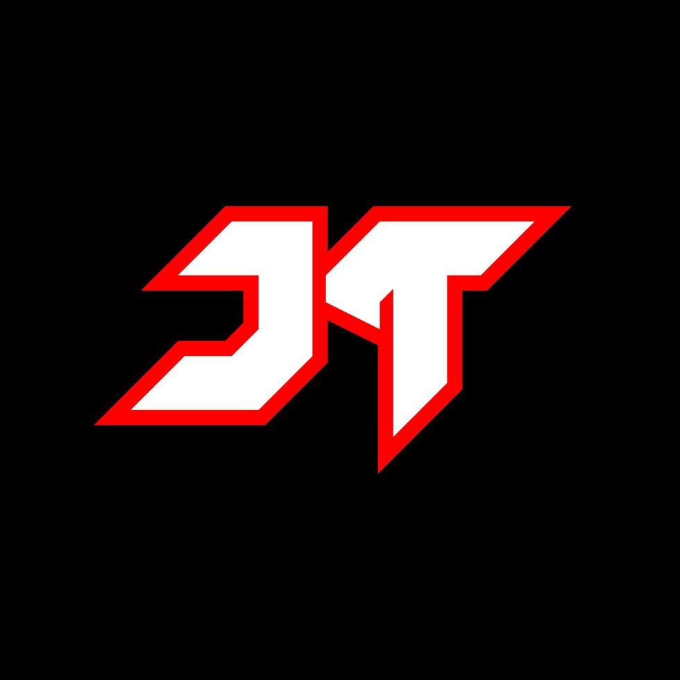 création de logo jt, conception de lettre jt initiale avec style science-fiction. logo jt pour le jeu, l'esport, la technologie, le numérique, la communauté ou l'entreprise. jt sport police alphabet italique moderne. polices de style urbain de typographie. vecteur