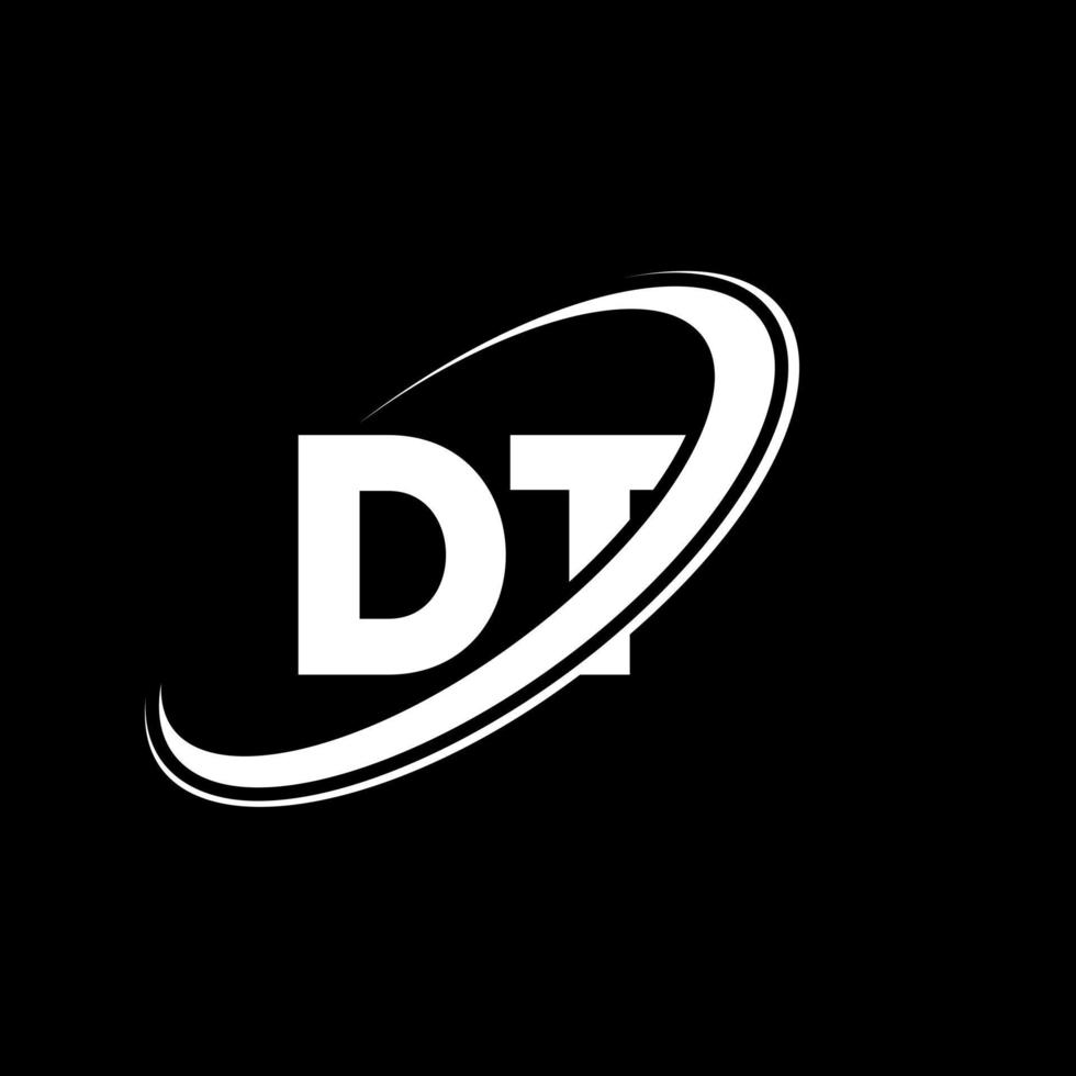 création de logo de lettre dt dt. lettre initiale dt cercle lié logo monogramme majuscule rouge et bleu. logo dt, conception dt. dt, dt vecteur