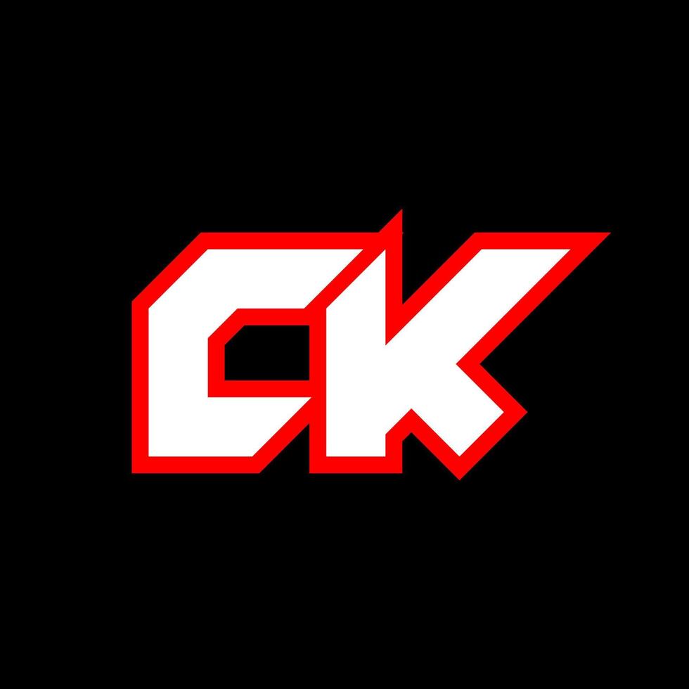 conception du logo ck, conception initiale de la lettre ck avec un style de science-fiction. logo ck pour le jeu, l'esport, la technologie, le numérique, la communauté ou l'entreprise. ck sport police alphabet italique moderne. polices de style urbain de typographie. vecteur
