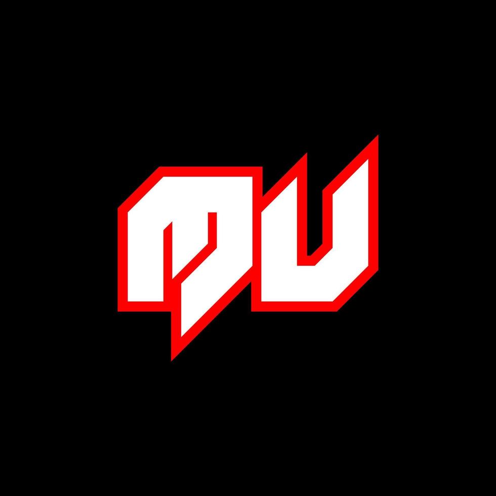 conception du logo mu, conception initiale de la lettre mu avec un style de science-fiction. logo mu pour le jeu, l'esport, la technologie, le numérique, la communauté ou l'entreprise. police de l'alphabet italique moderne mu sport. polices de style urbain de typographie. vecteur