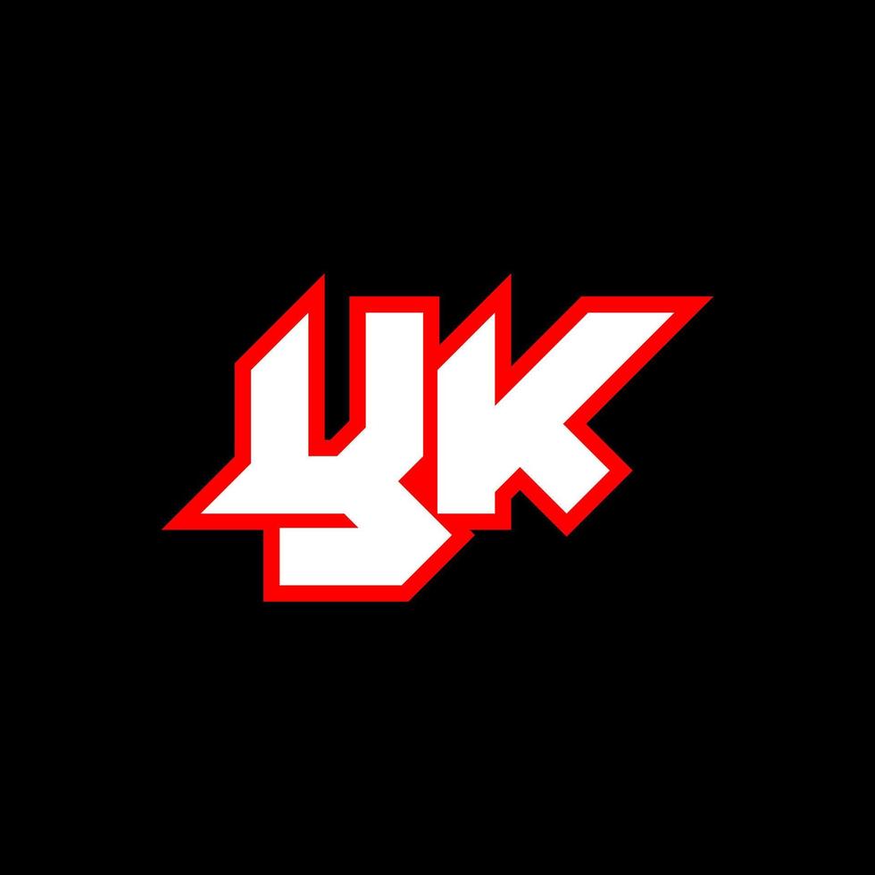 création de logo yk, conception initiale de la lettre yk avec un style de science-fiction. logo yk pour le jeu, l'esport, la technologie, le numérique, la communauté ou l'entreprise. police de l'alphabet italique moderne yk sport. polices de style urbain de typographie. vecteur