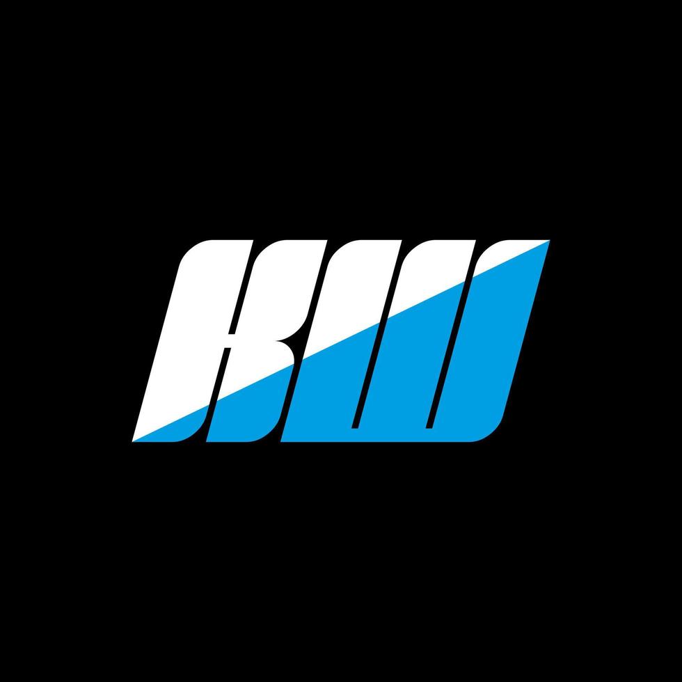 création de logo de lettre kw sur fond noir. concept de logo de lettre initiales créatives kw. conception d'icône kw. kw conception d'icône de lettre blanche et bleue sur fond noir. kW vecteur