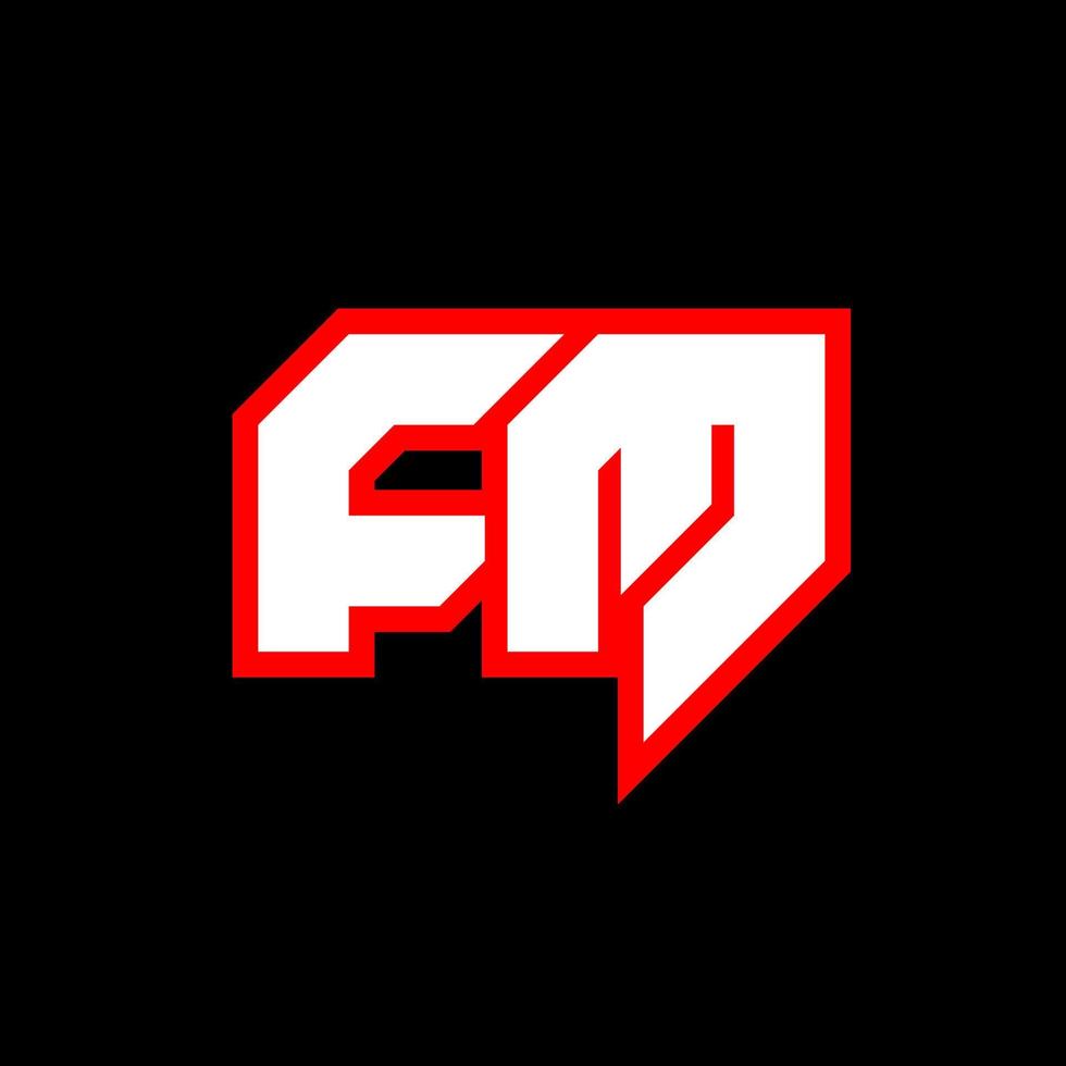 création de logo fm, conception initiale de la lettre fm avec style science-fiction. logo fm pour le jeu, l'esport, la technologie, le numérique, la communauté ou l'entreprise. fm sport police alphabet italique moderne. polices de style urbain de typographie. vecteur