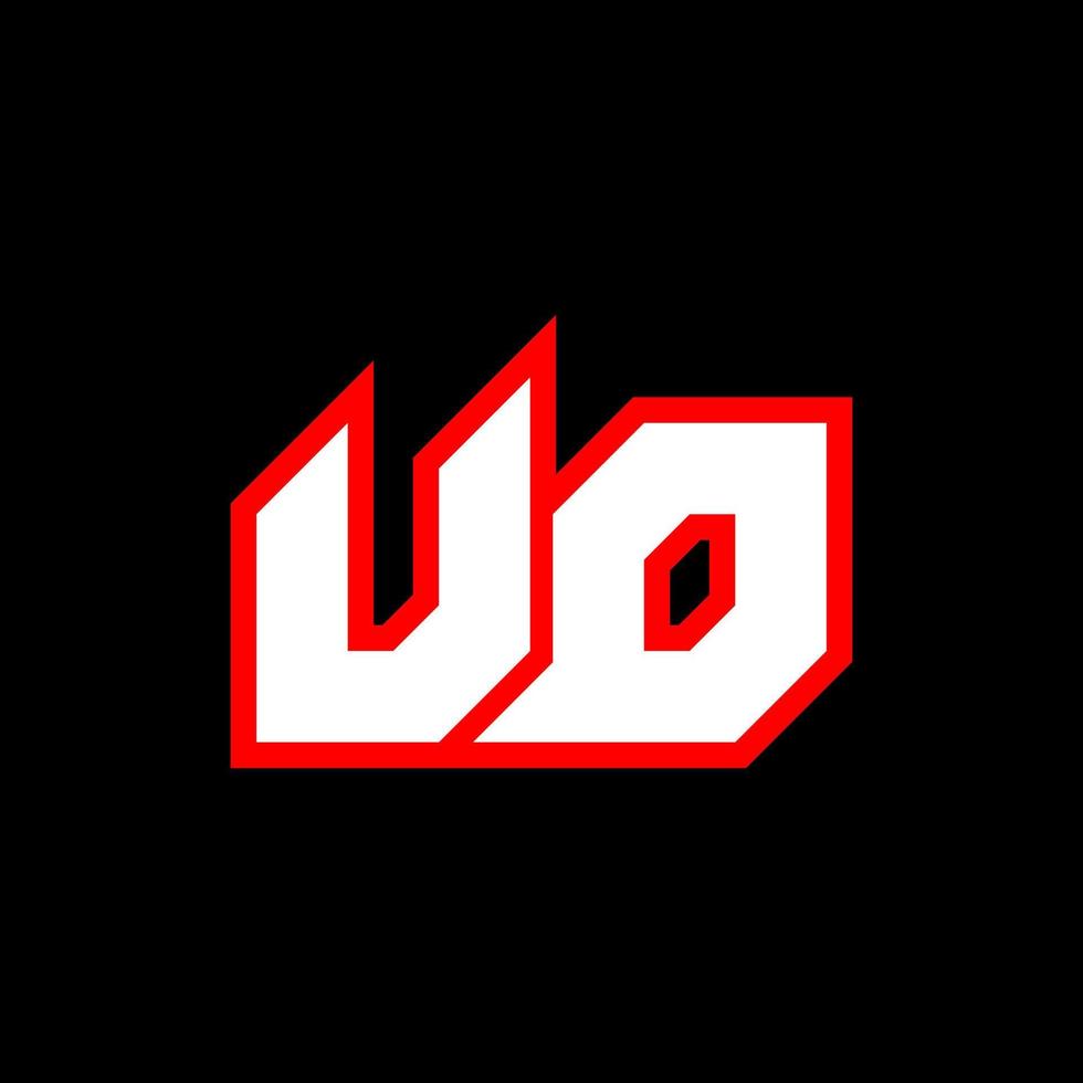 création de logo ud, conception initiale de la lettre ud avec un style de science-fiction. logo ud pour le jeu, l'esport, la technologie, le numérique, la communauté ou l'entreprise. police de l'alphabet italique moderne ud sport. polices de style urbain de typographie. vecteur