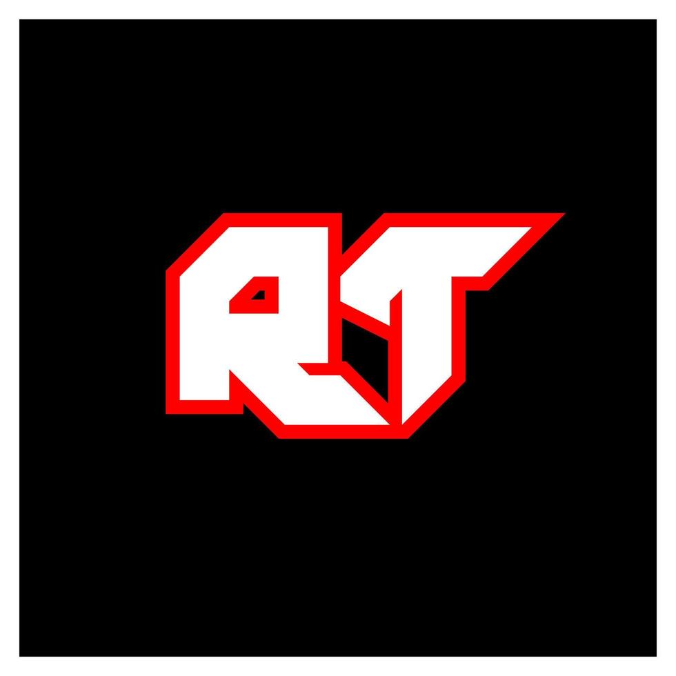 création de logo rt, conception de lettre rt initiale avec style science-fiction. logo rt pour le jeu, l'esport, la technologie, le numérique, la communauté ou l'entreprise. police de l'alphabet italique moderne rt sport. polices de style urbain de typographie. vecteur