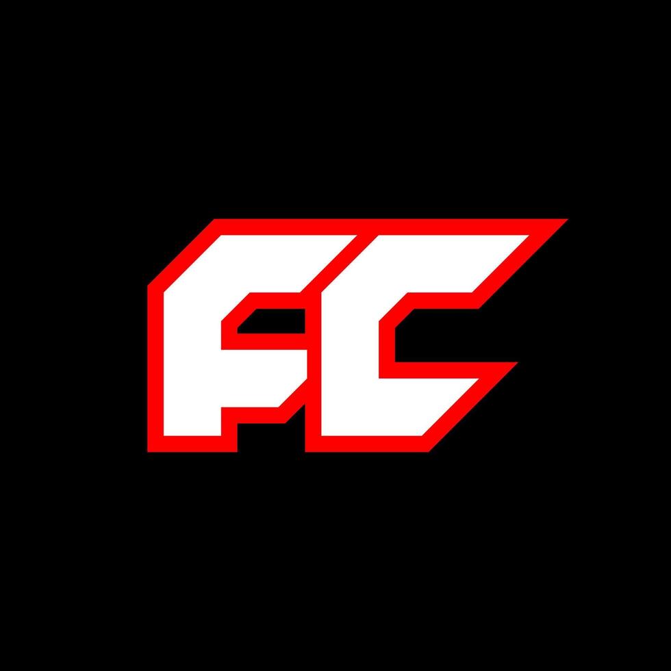 conception du logo fc, conception initiale de la lettre fc avec style science-fiction. logo fc pour le jeu, l'esport, la technologie, le numérique, la communauté ou l'entreprise. fc sport police alphabet italique moderne. polices de style urbain de typographie. vecteur