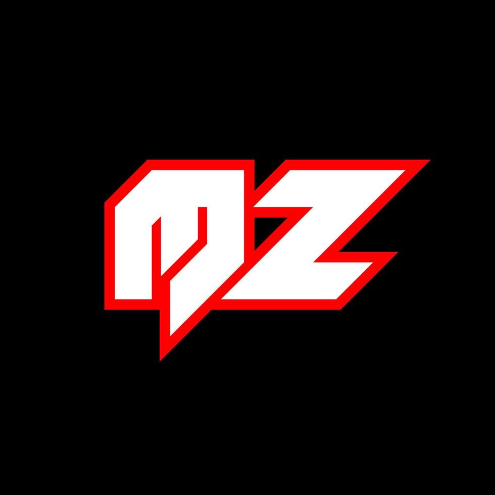 création de logo mz, conception initiale de la lettre mz avec un style de science-fiction. logo mz pour le jeu, l'esport, la technologie, le numérique, la communauté ou l'entreprise. police de l'alphabet italique moderne mz sport. polices de style urbain de typographie. vecteur