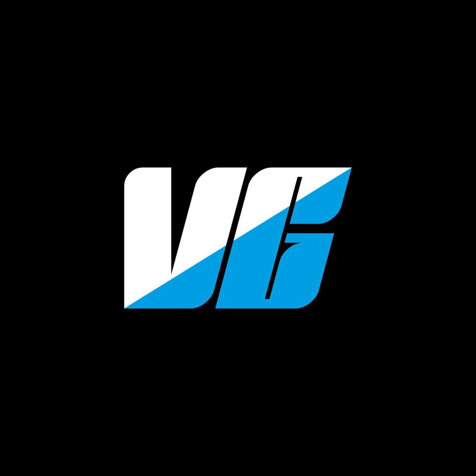 création de logo de lettre vg sur fond noir. concept de logo de lettre initiales créatives vg. conception d'icône vg. vg conception d'icône de lettre blanche et bleue sur fond noir. VG vecteur