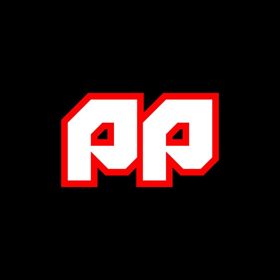 création de logo pp, conception initiale de lettre pp avec style science-fiction. logo pp pour le jeu, l'esport, la technologie, le numérique, la communauté ou l'entreprise. police de l'alphabet italique moderne pp sport. polices de style urbain de typographie. vecteur