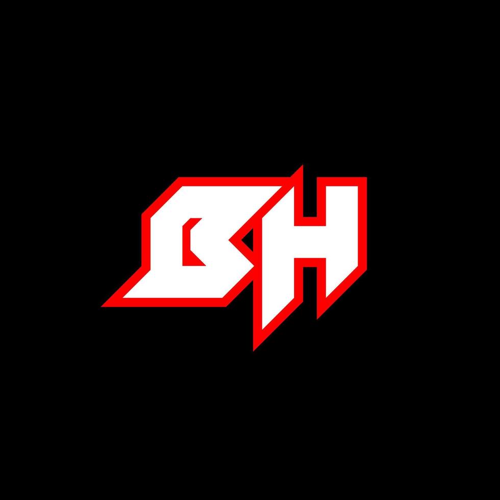 création de logo bh, conception initiale de lettre bh avec style science-fiction. logo bh pour le jeu, l'esport, la technologie, le numérique, la communauté ou l'entreprise. bh sport police alphabet italique moderne. polices de style urbain de typographie. vecteur