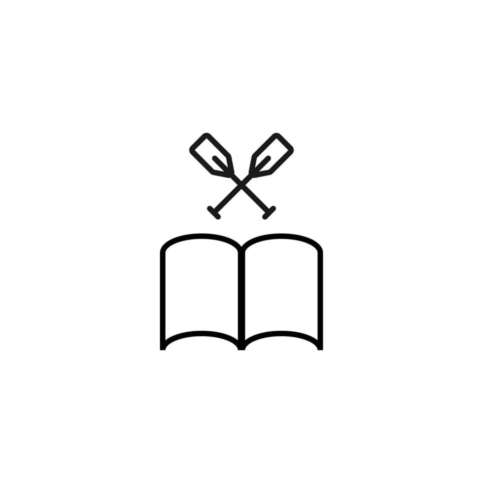 livres, fiction et concept de lecture. signe vectoriel dessiné dans un style plat moderne. pictogramme de haute qualité adapté à la publicité, aux sites Web, aux magasins Internet, etc. icône de ligne de pagaies sur le livre