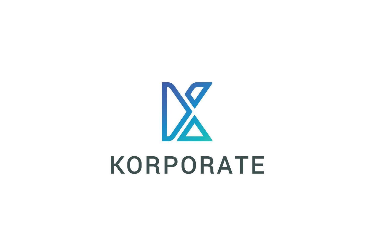 lettre k logo d'art moderne dégradé bleu créatif vecteur