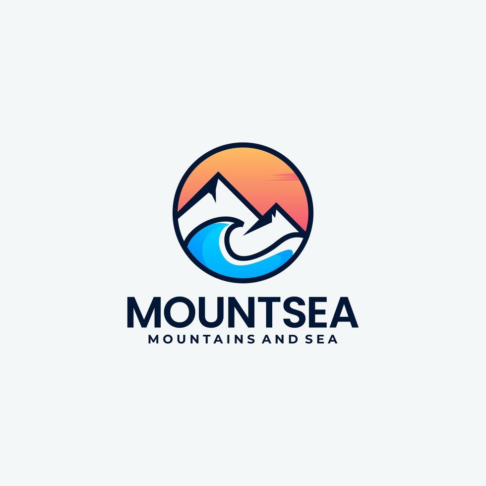 combinaison créative idée de conception de logo montagne et mer vecteur