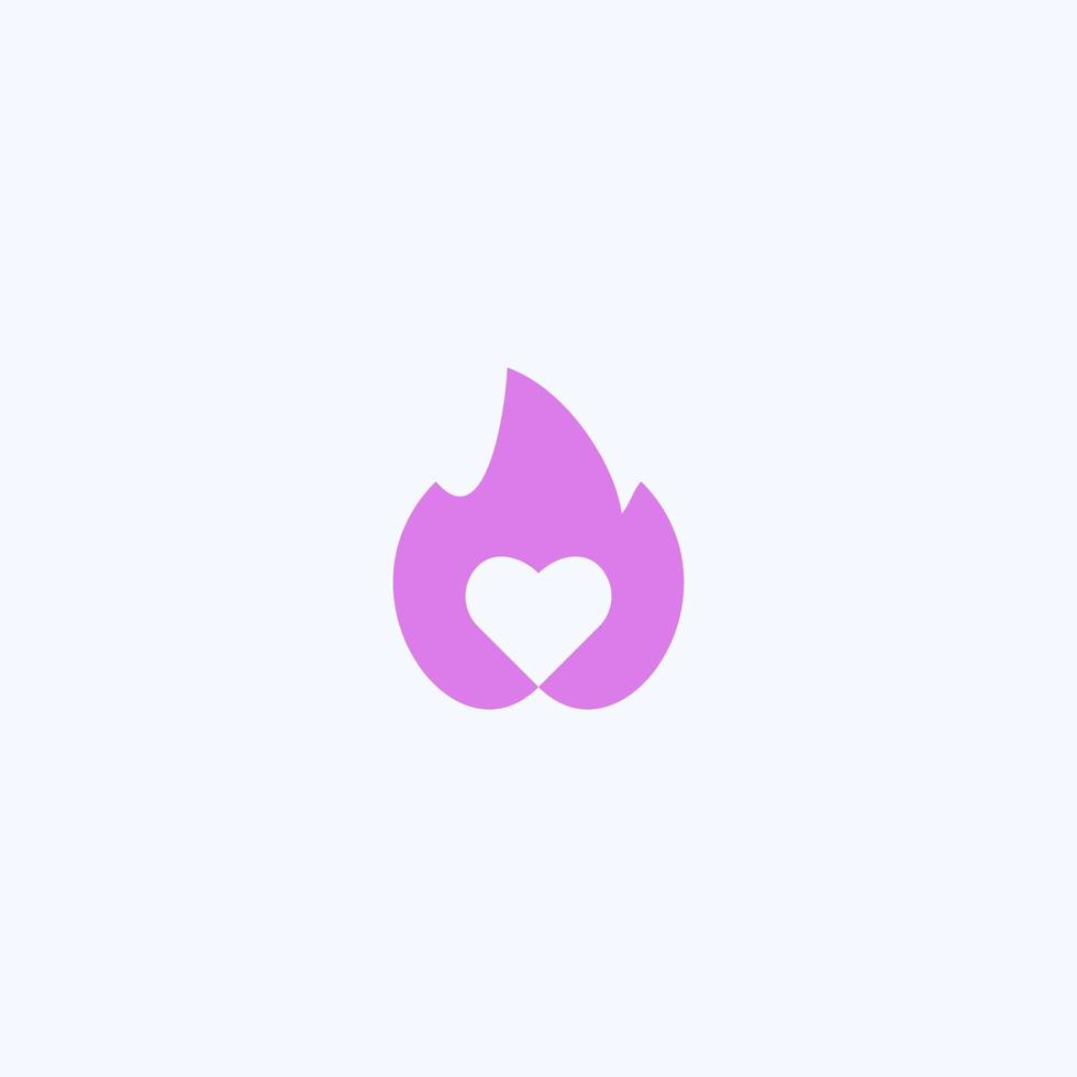 logo pour application de rencontres, avec concept de cœur brûlant, vecteur