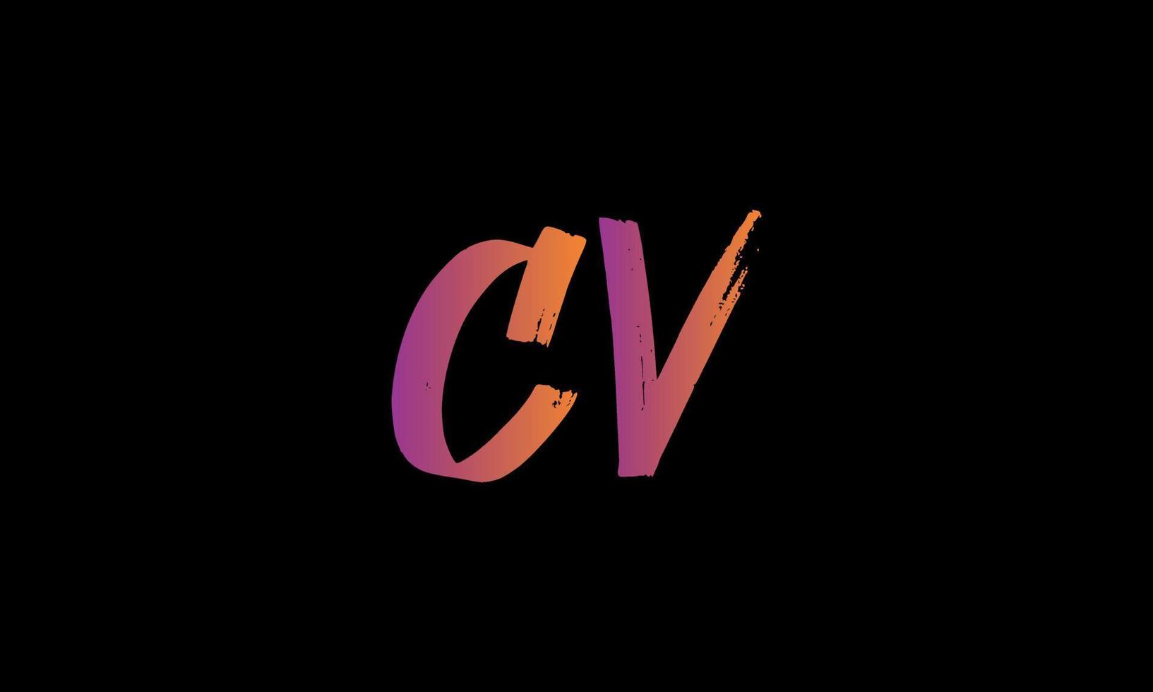 lettre initiale cv logo. modèle de vecteur gratuit de conception de logo de lettre de stock de brosse de cv.