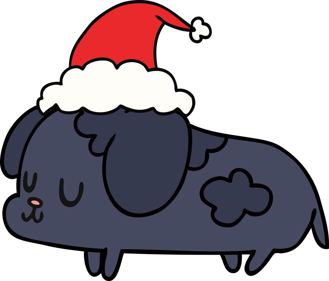 dessin animé de noël de chien kawaii vecteur