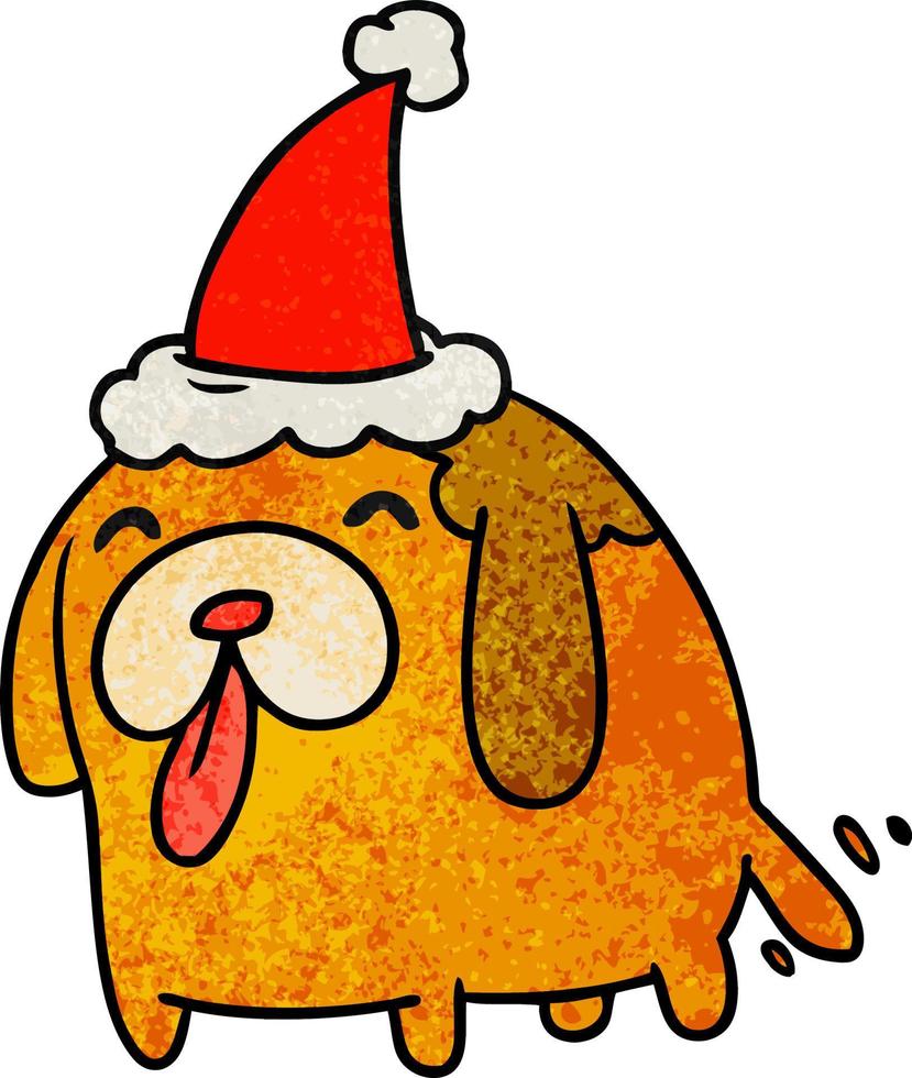 dessin animé texturé de noël de chien kawaii vecteur