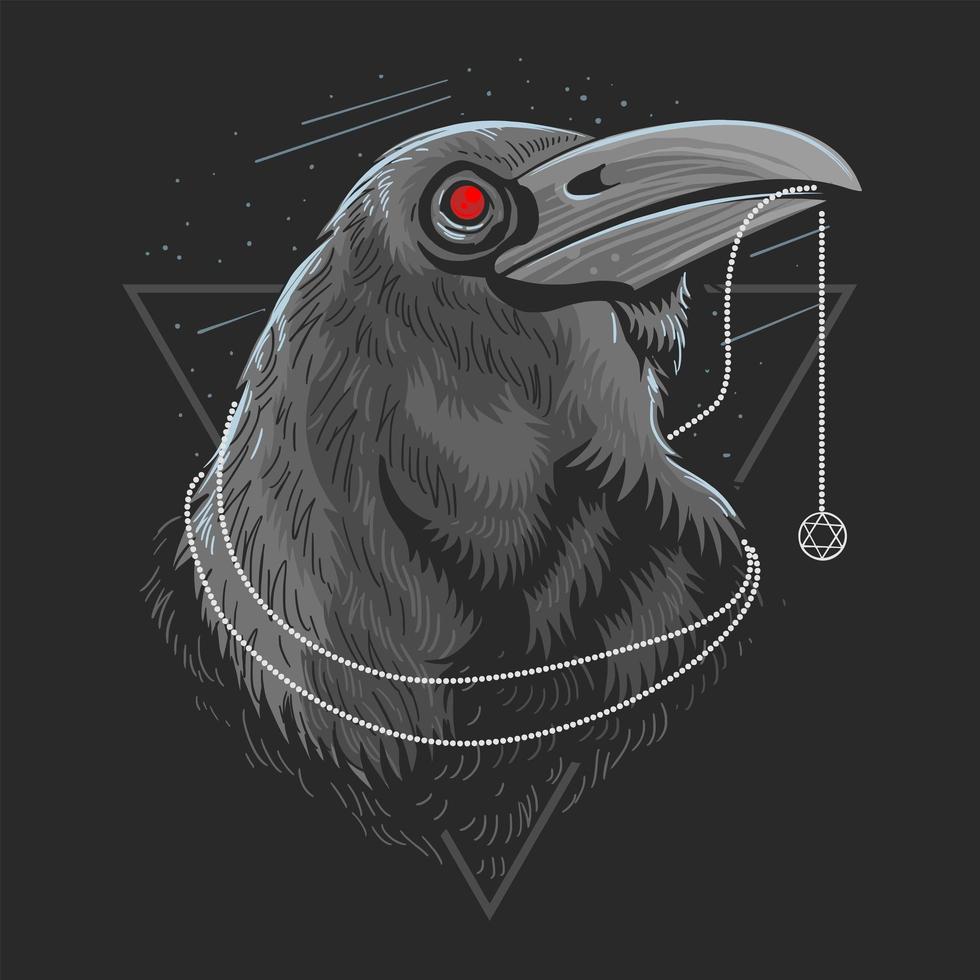 conception de tête de corbeau noir vecteur
