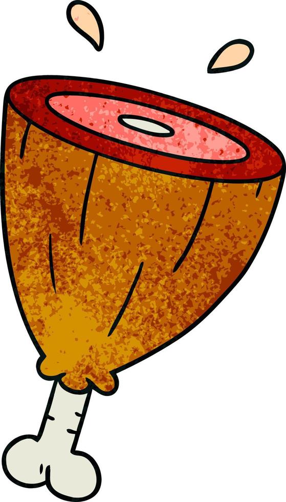 doodle dessin animé texturé d'un joint de jambon vecteur