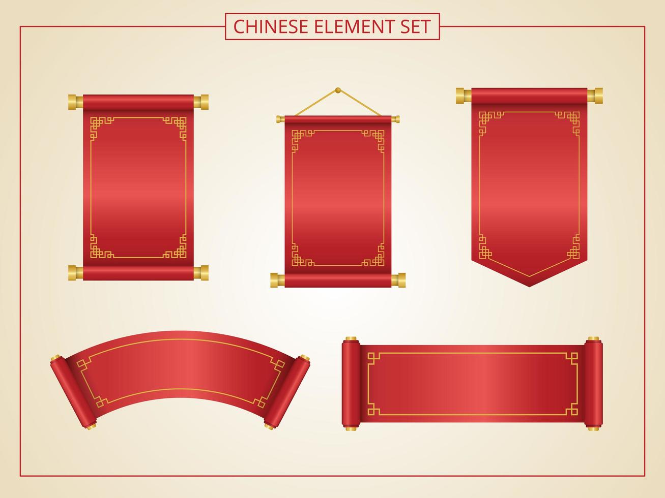 rouleau chinois de couleur rouge dans un style papercut vecteur