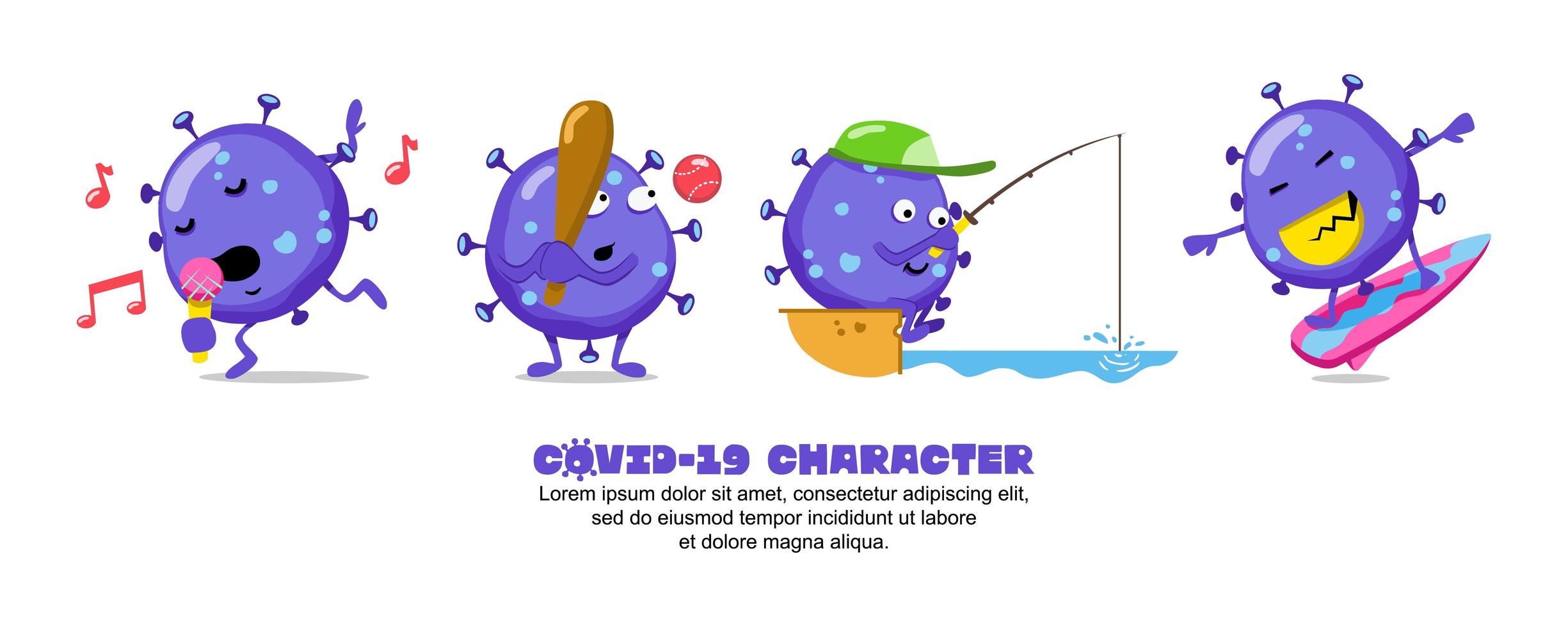 jeu de dessin animé actif coronavirus bleu vecteur