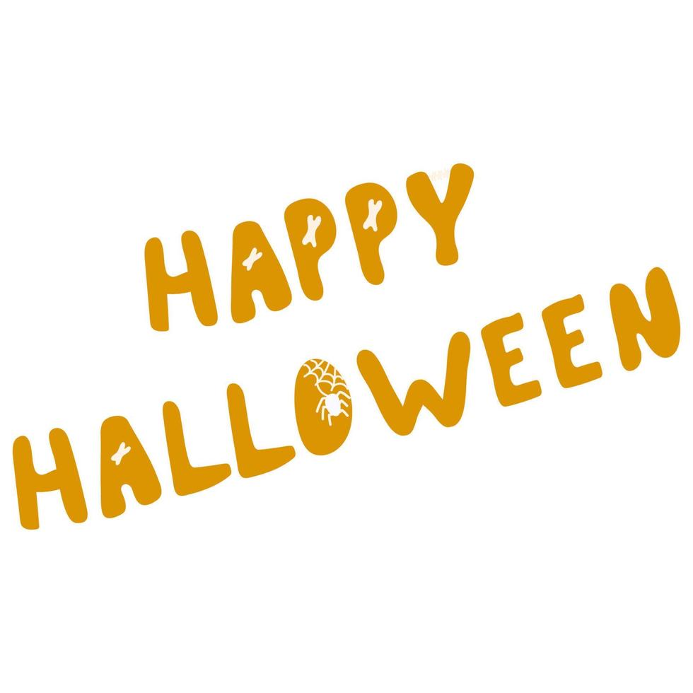 mignon doodle happy halloween lettrage avec des os pour les vacances d'automne. élément graphique de conception unique. vecteur