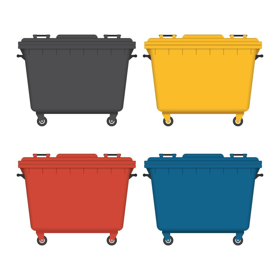 ensemble de poubelles colorées vecteur