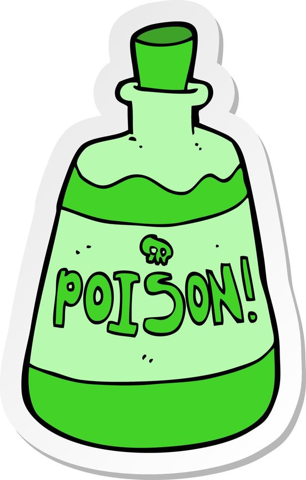 autocollant d'une bouteille de poison de dessin animé vecteur