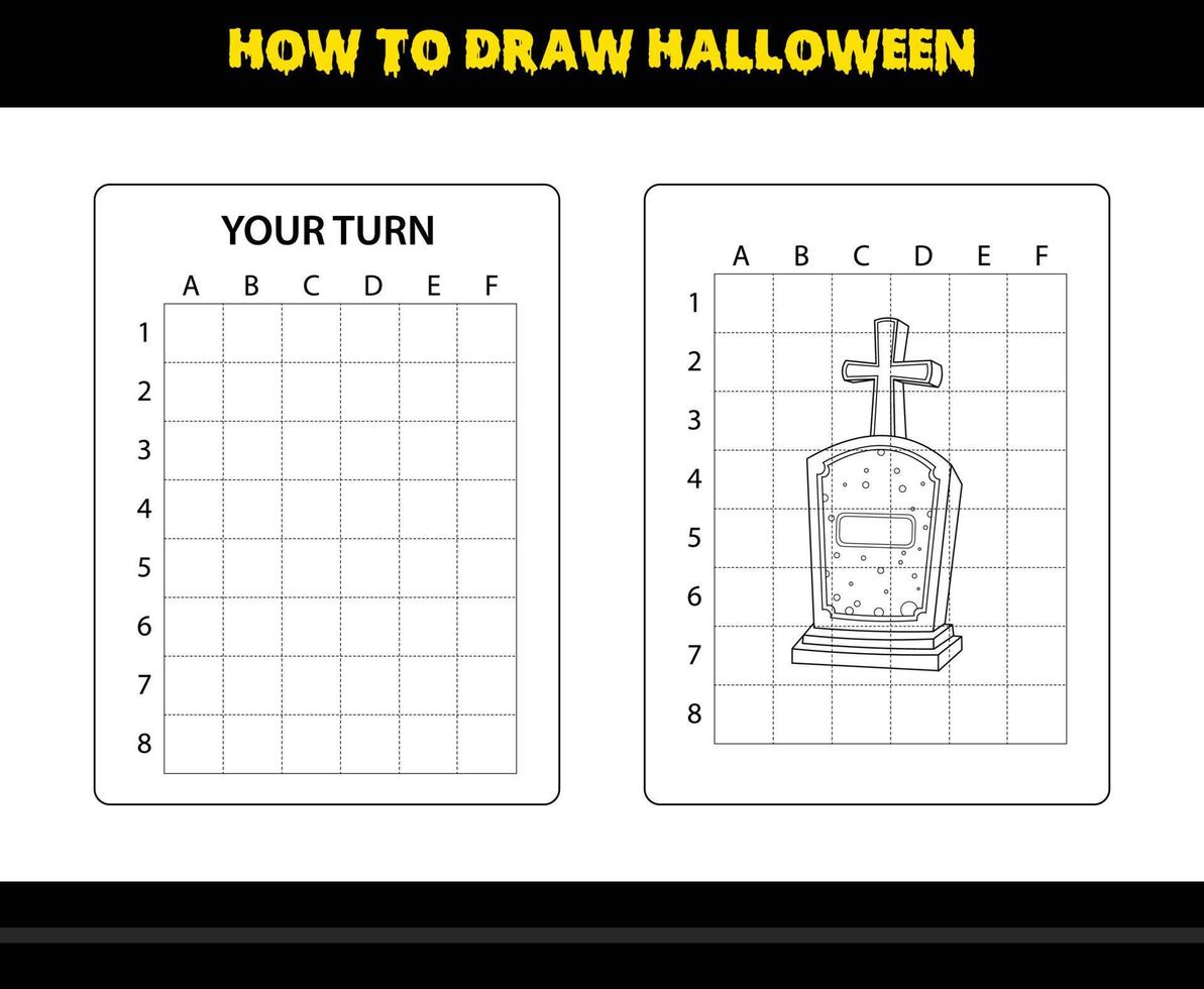 comment dessiner halloween pour les enfants. coloriage de compétences de dessin d'halloween pour les enfants. vecteur