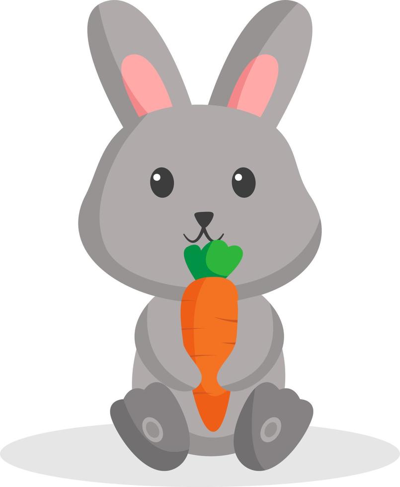 lapin mignon portant une illustration de conception de personnage de carotte vecteur