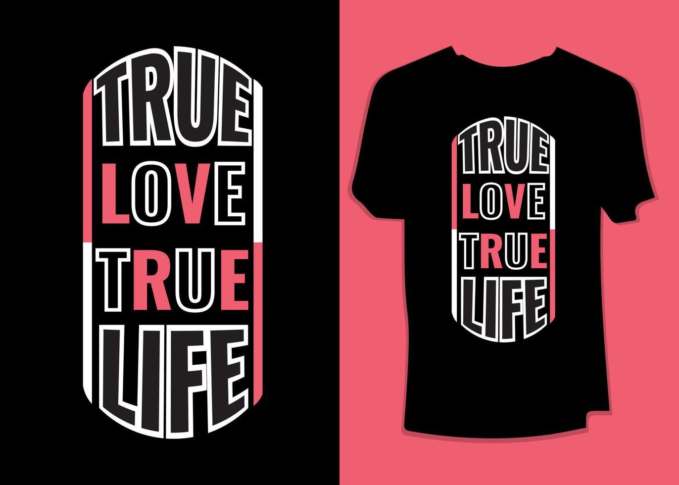 vrai amour vraie vie typographie vêtements motivationnel t-shirt design concept modèle vecteur