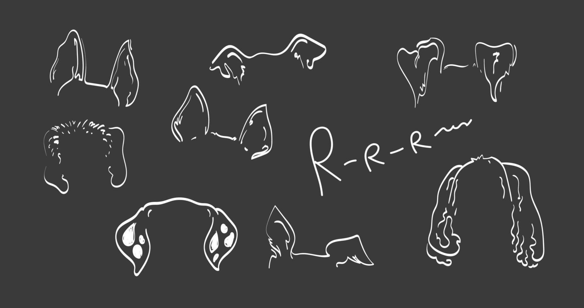 oreilles de chien de compagnie contour dessin doodle sketh vecteur icône illustration