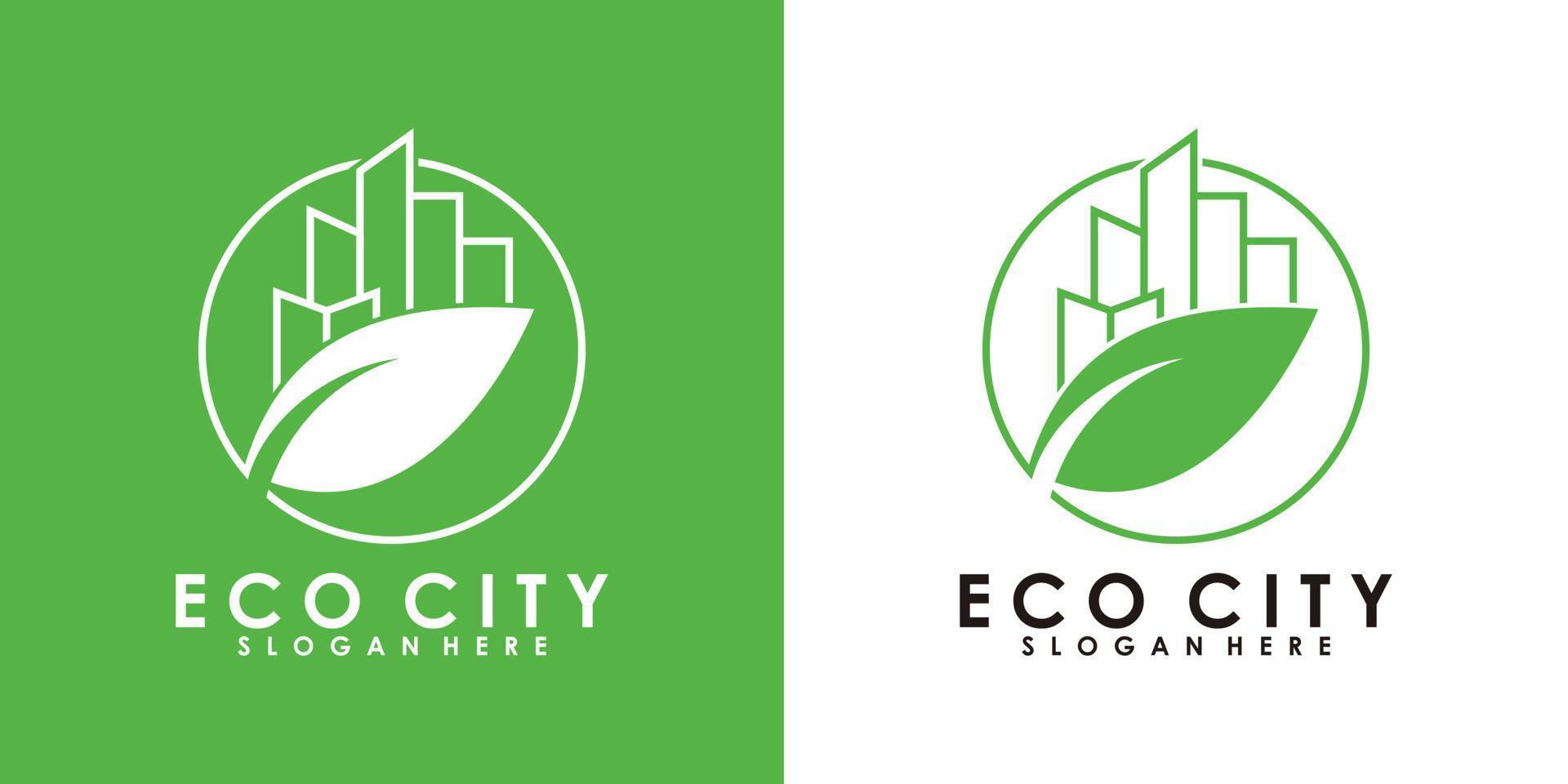 eco city logo design blanc moderen style vecteur premium