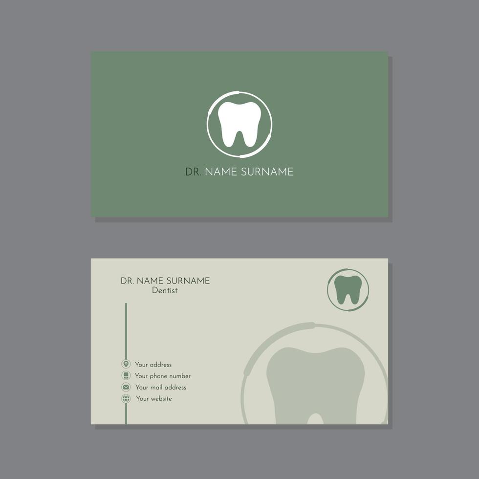 carte de visite de dentisterie vert olive vecteur