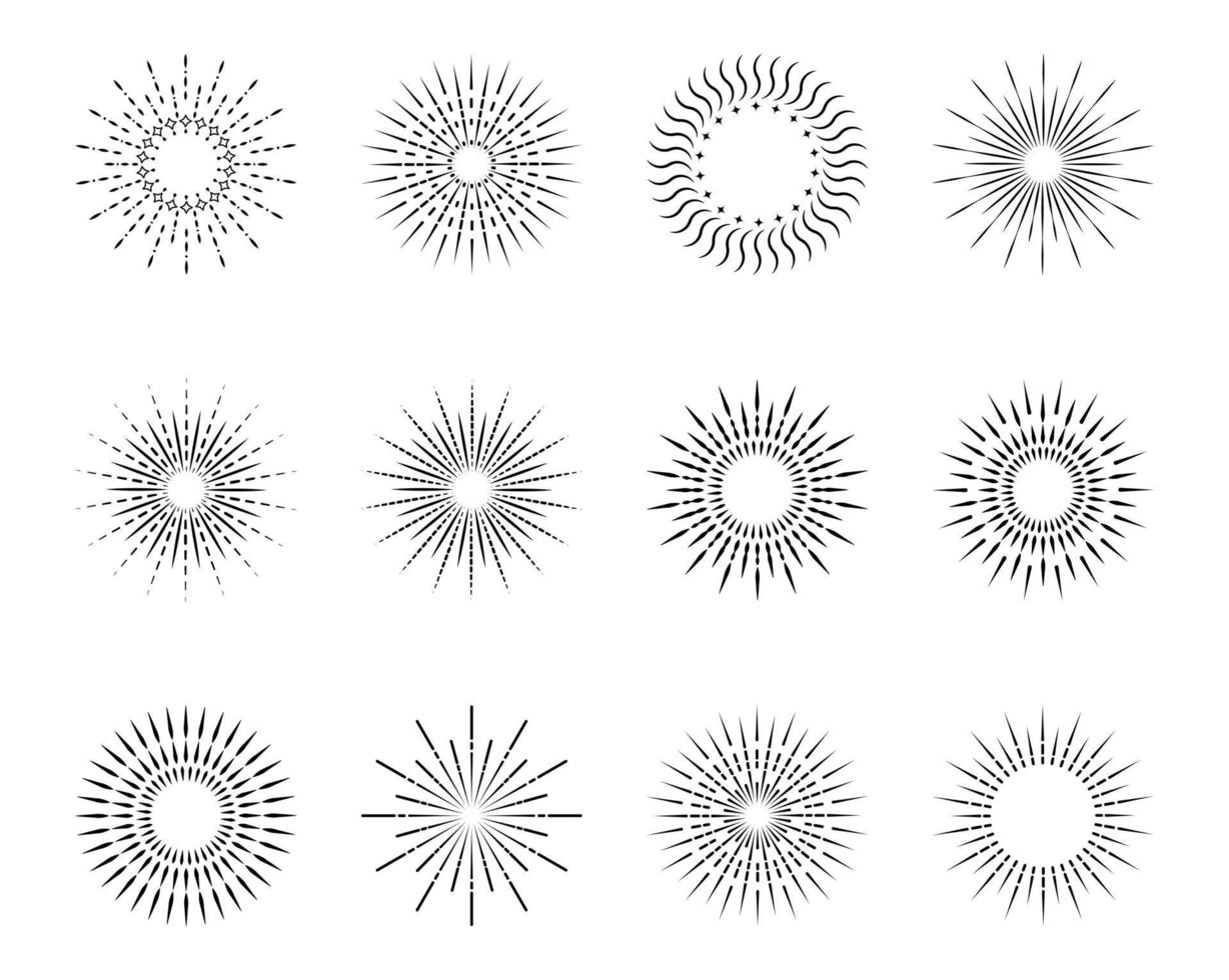 ensemble de rayons de soleil. illustration vectorielle vecteur