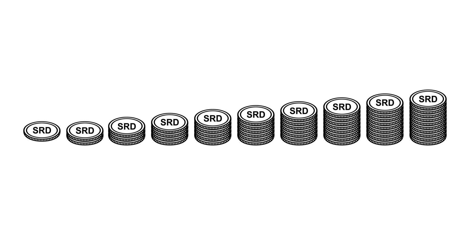 monnaie du suriname, srd, symbole d'icône d'argent du suriname. illustration vectorielle vecteur