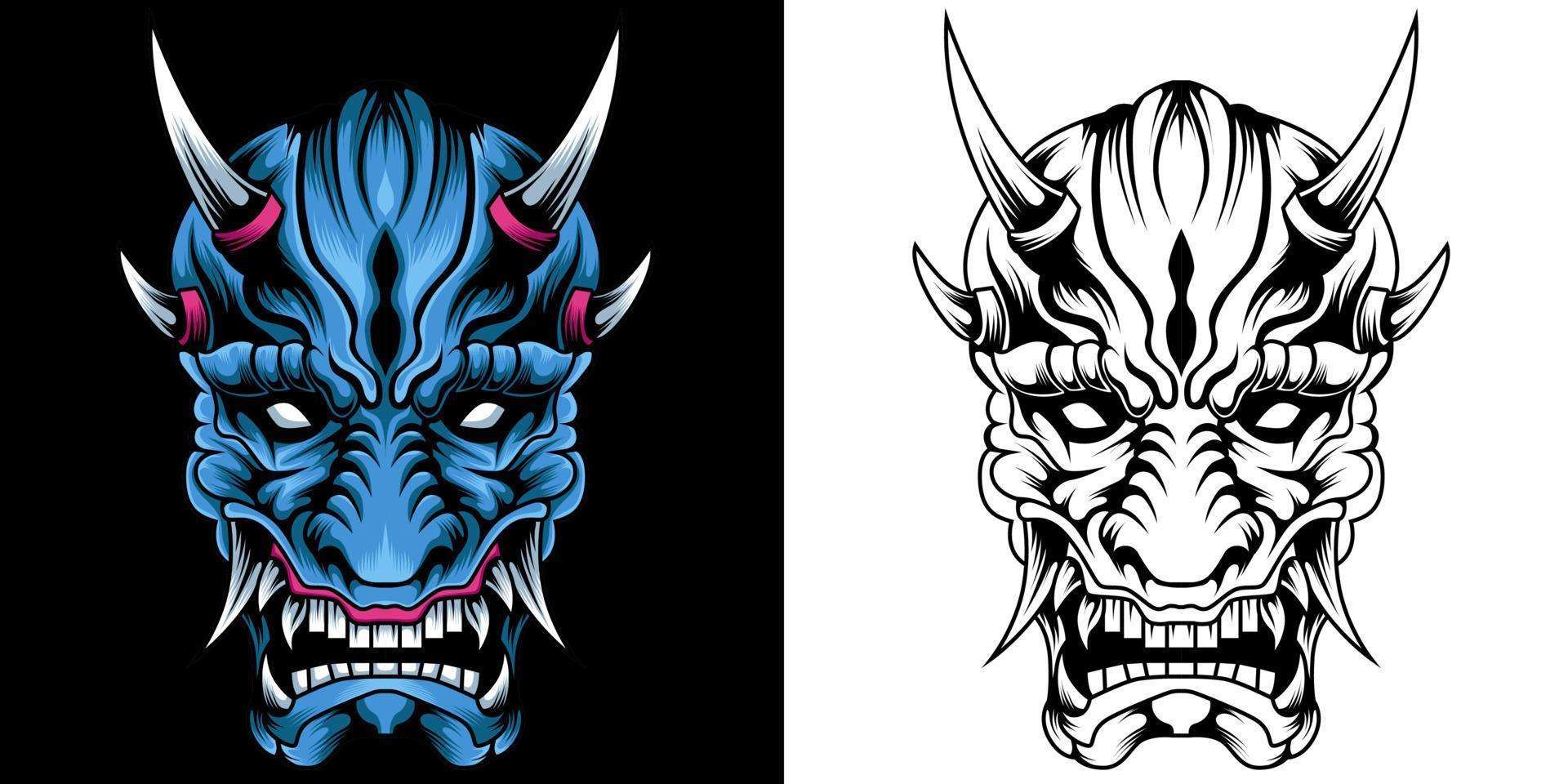 masque oni. illustration vectorielle de hannya masque vecteur