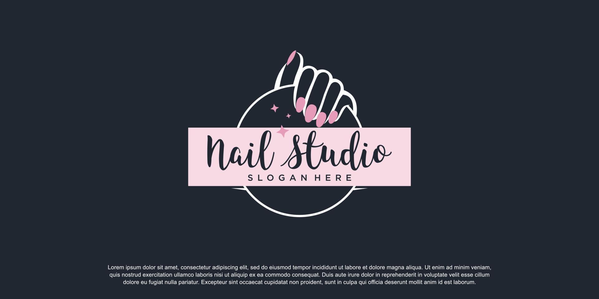 vecteur de conception de logo nail art avec un style moderne et créatif