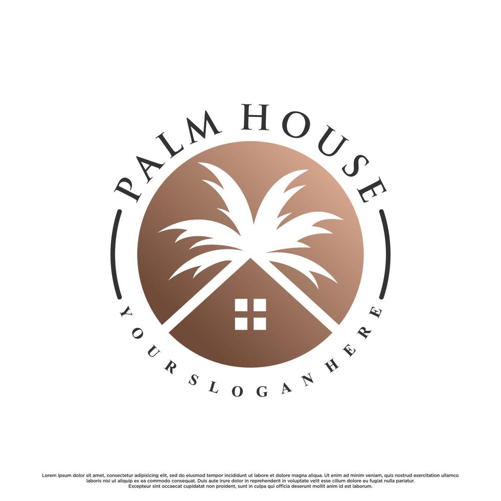 création de logo de maison de palmier avec concept d'élément créatifvecteur premium vecteur