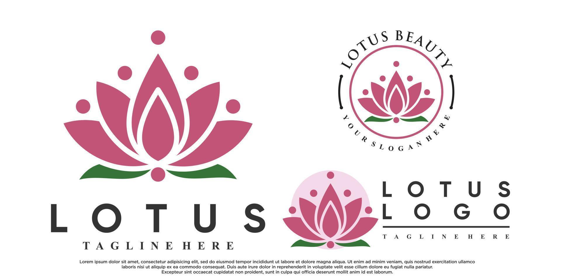 ensemble de création de logo de fleur de lotus avec vecteur premium de style créatif