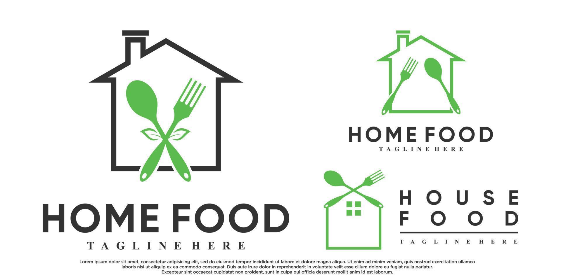 ensemble de conception de logo de nourriture à la maison avec vecteur premium de concept créatif