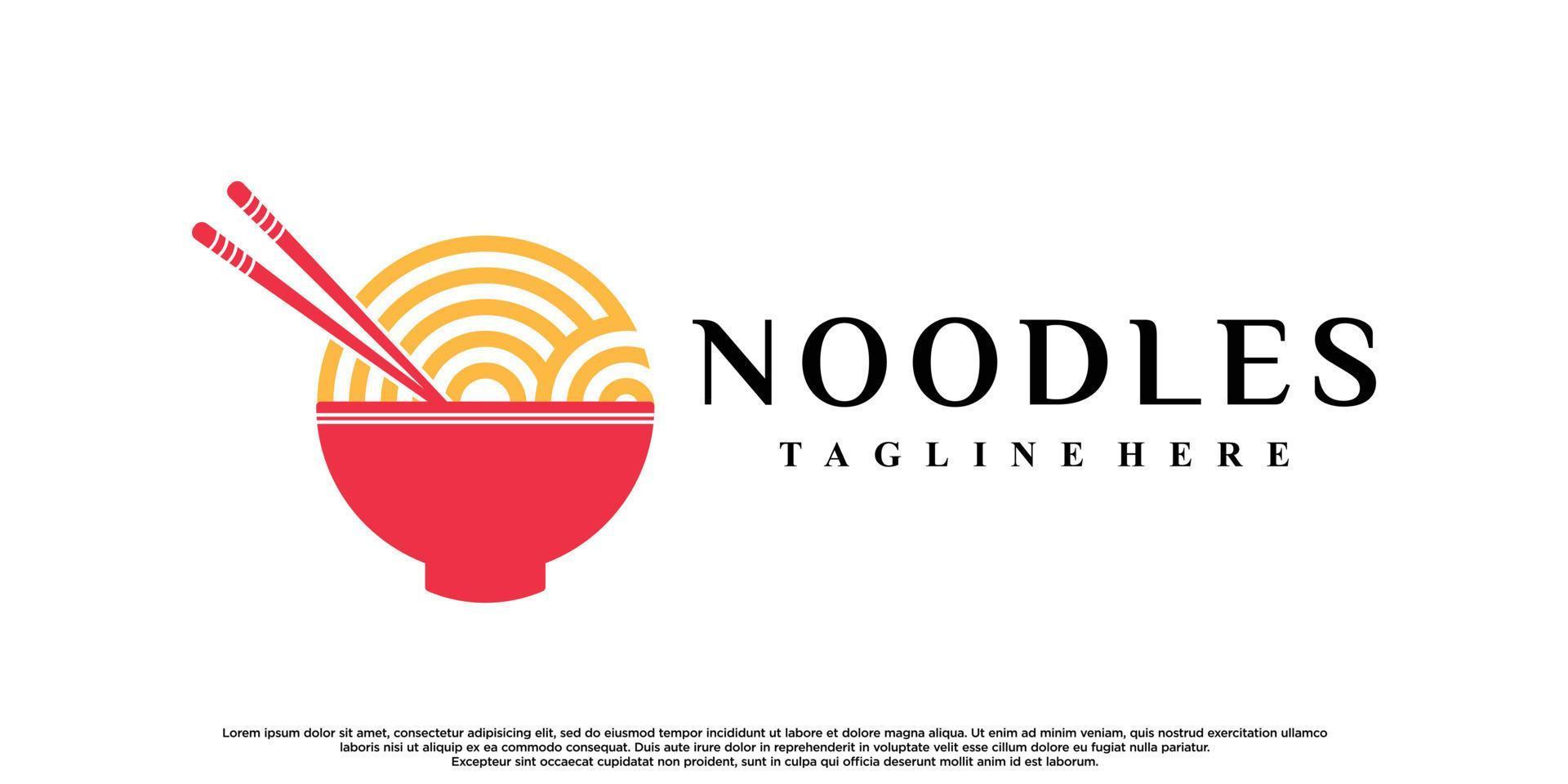 création de logo de nouilles ou ramen avec vecteur premium de concept créatif