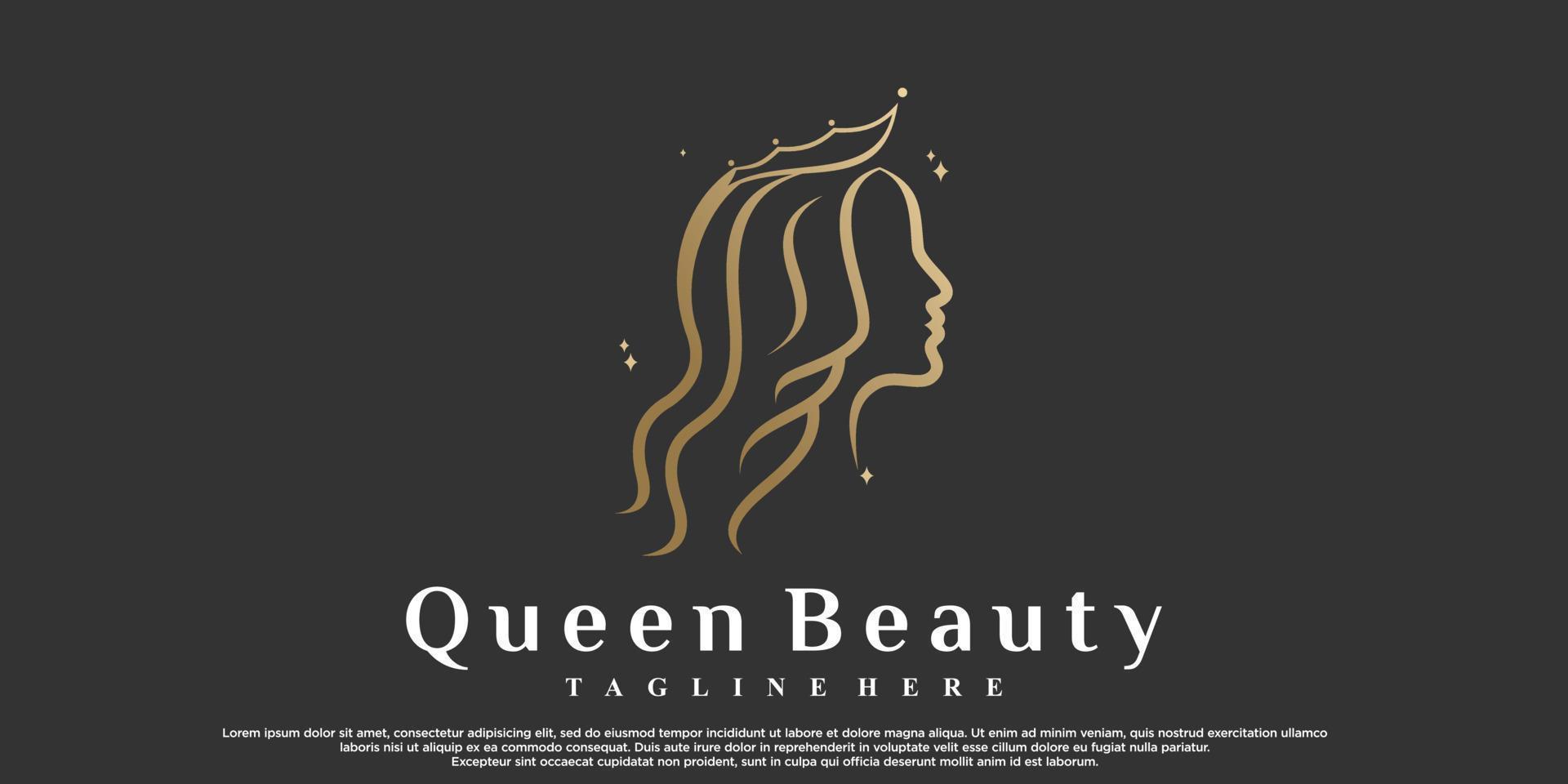 création de logo icône reine de beauté pour les femmes avec vecteur premium concept moderne
