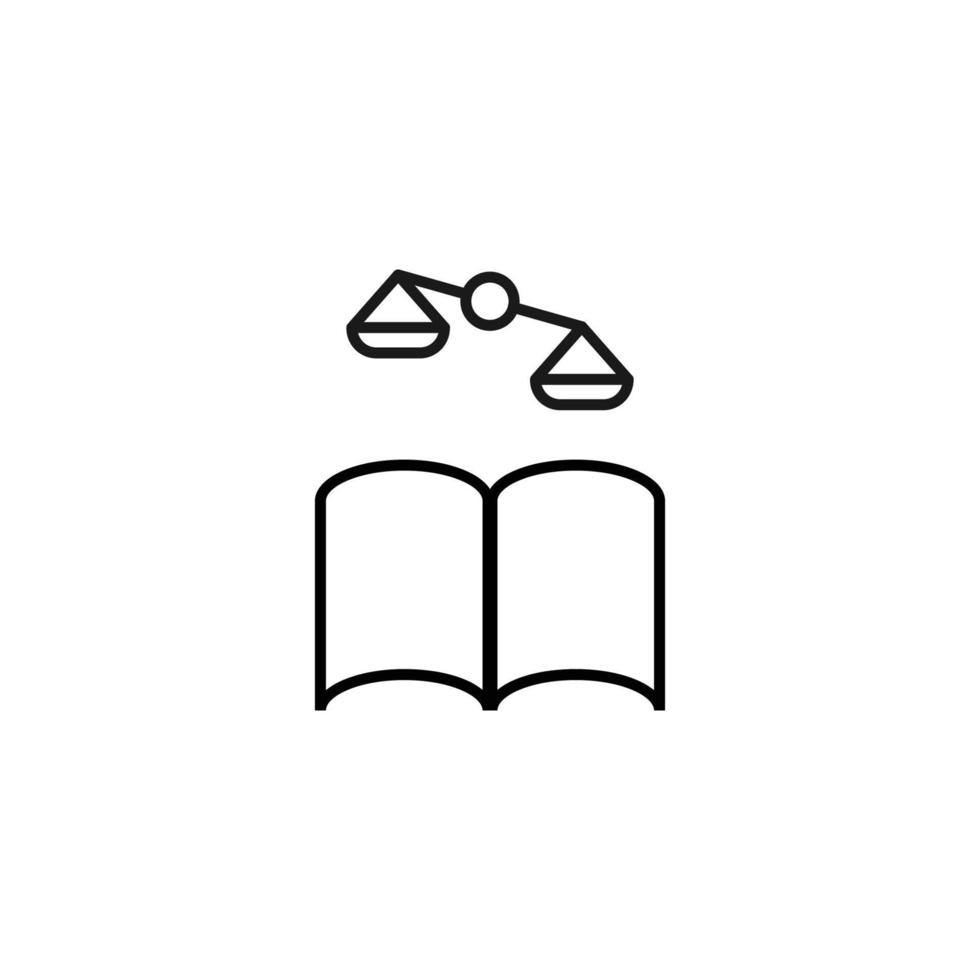 livres, fiction et concept de lecture. signe vectoriel dessiné dans un style plat moderne. pictogramme de haute qualité adapté à la publicité, aux sites Web, aux magasins Internet, etc. icône de ligne d'échelles sur le livre