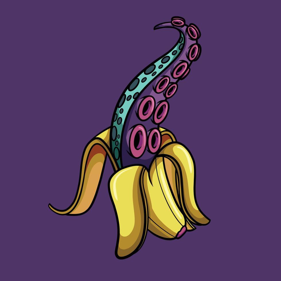 dessin animé streetwear banane tentacule vecteur