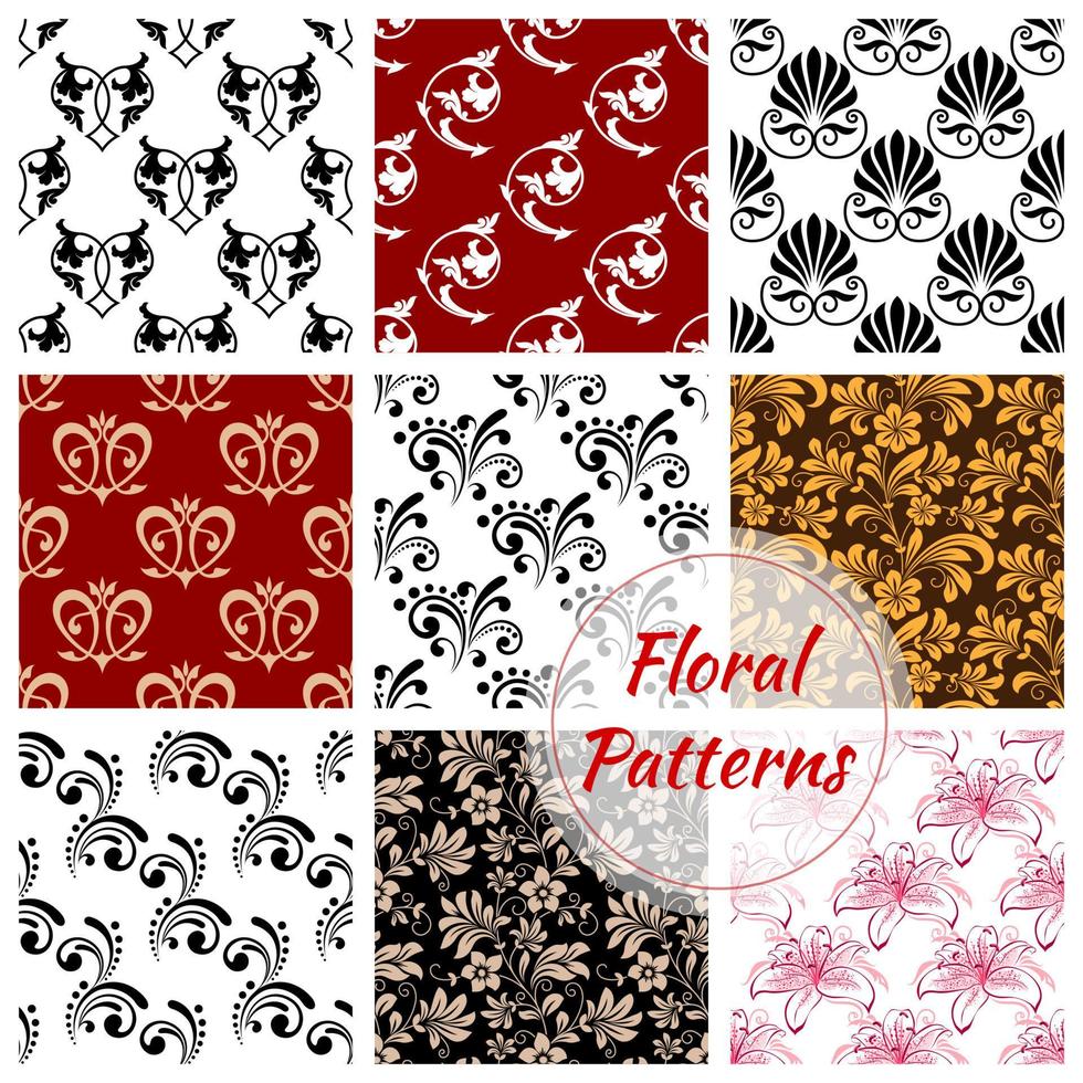 motif floral sans couture avec fleur et feuille vecteur