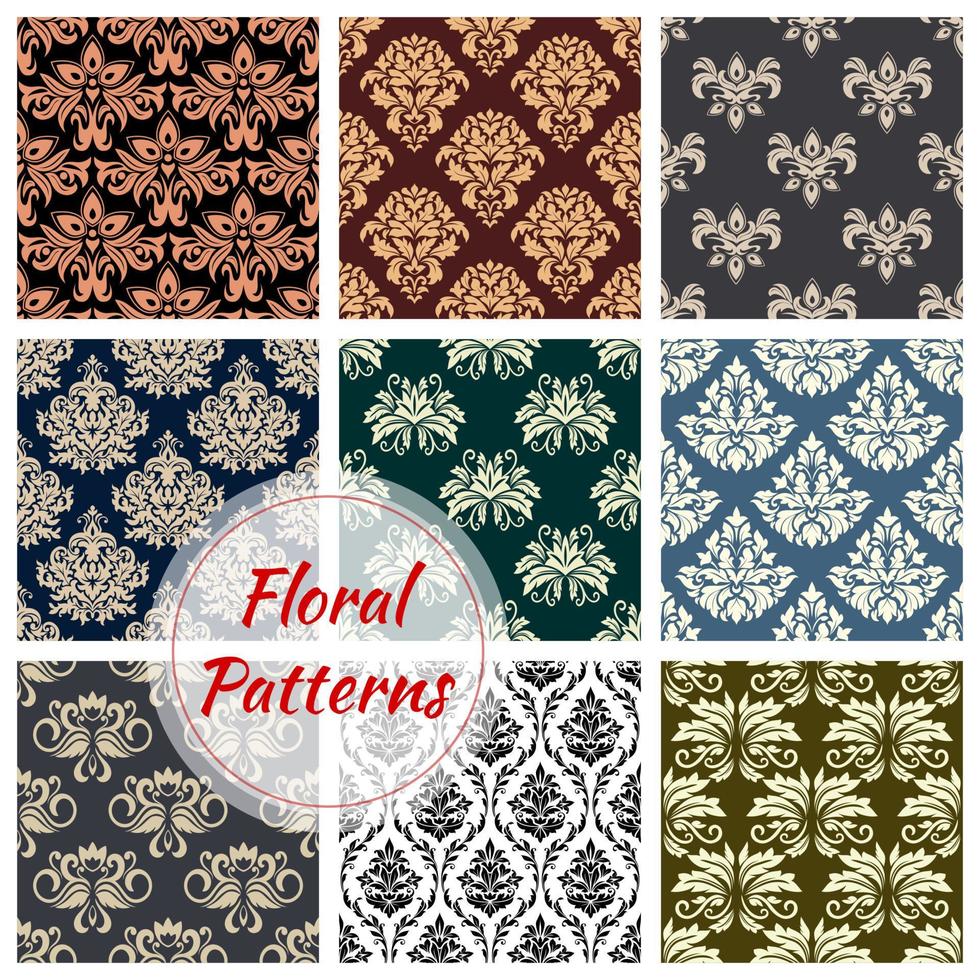 ensemble de motifs floraux de conception fleurie fleurie vecteur