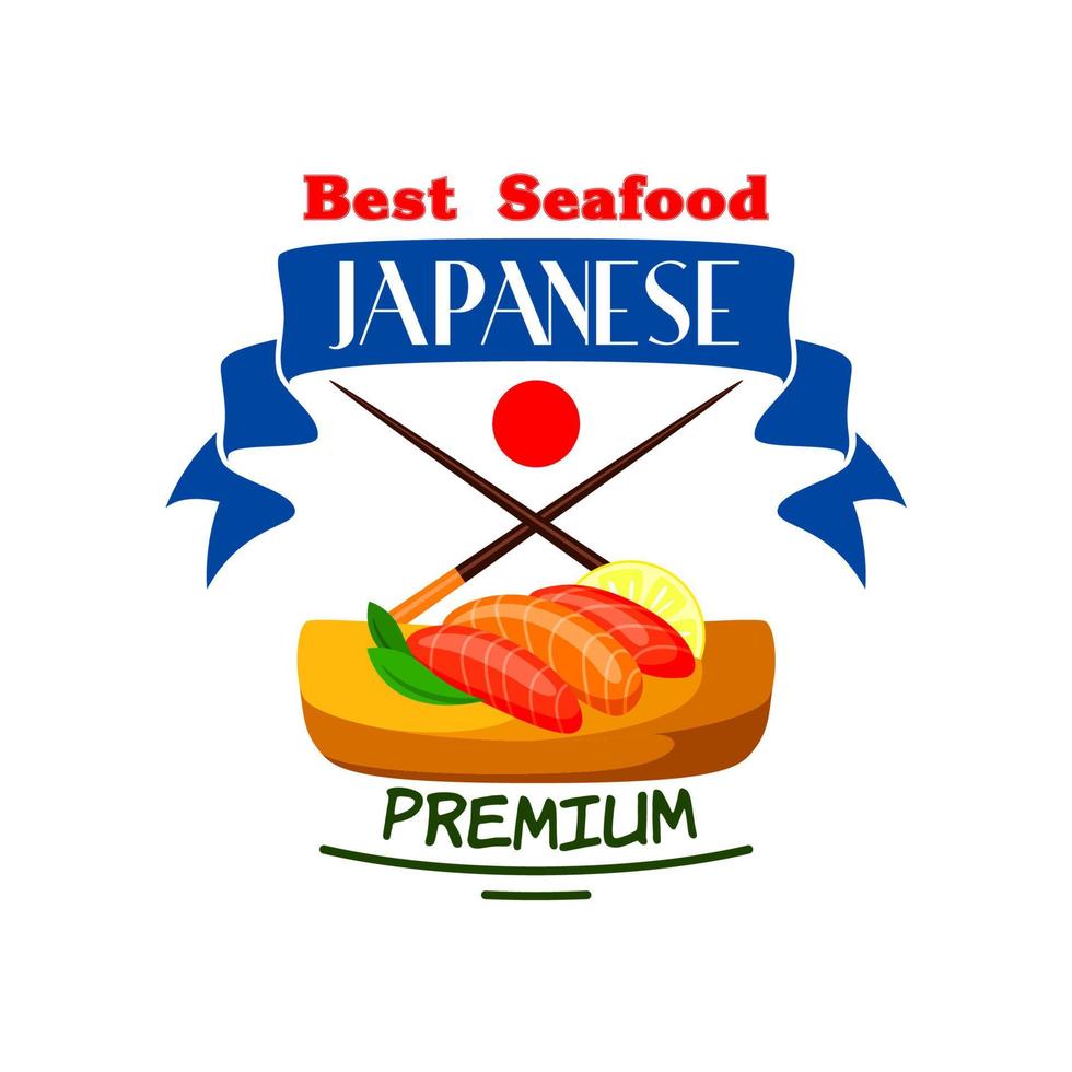 icône japonaise du meilleur restaurant de fruits de mer haut de gamme vecteur