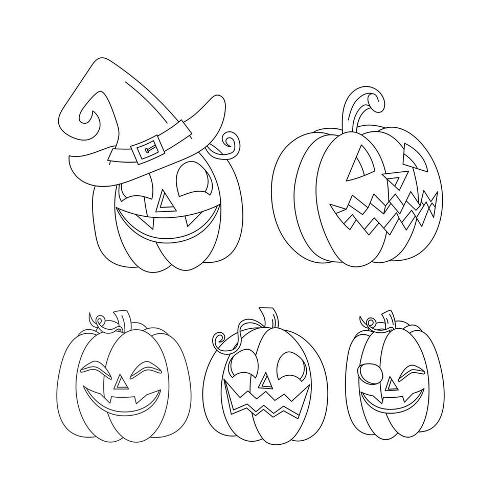 illustration d'art de ligne de citrouille d'halloween pour la page de coloriage vecteur